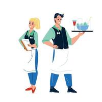 Waiter Restaurant Workers Man And Woman Vector