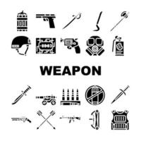 Weapon Military Army Equipment Icons Set Vector