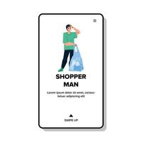 Shopper Man With Bag Purchasing In Store Vector