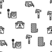Camping Hiker Tool And Gadget Vector Seamless Pattern