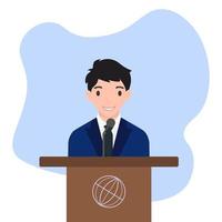 Image of a man behind the podium. Vector. vector