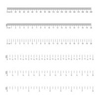 Inch and metric rulers. Measuring tool. Size indicator units. Centimeters and inches of the measuring scale. Vector illustration.
