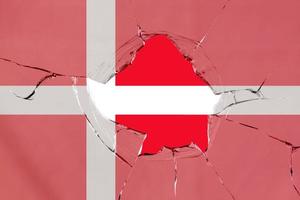 Flag of Denmark on glass photo