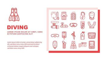 Diving Equipment And Accessories Landing Header Vector