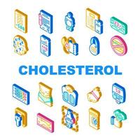 Cholesterol Overweight Collection Icons Set Vector flat