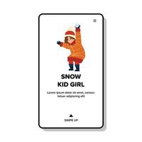 Kid Girl Playing Snow Ball Game With Friend Vector