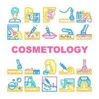 conjunto de iconos de procedimiento de tratamiento de cosmetología vector