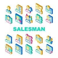 Salesman Business Occupation Icons Set Vector