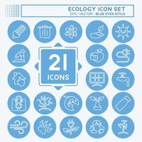 Icon Set Ecology. suitable for education symbol. blue eyes style. simple design editable. design template vector. simple illustration vector
