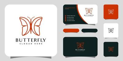 butterfly animal logo design vector and business card