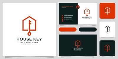 house key logo vector with business card