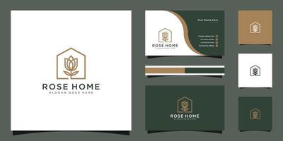 diseño del logo de la casa rosa. bueno para tarjetas de visita, marca, spa y decoración vector