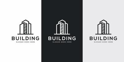 logotipo de construcción con estilo de arte lineal. resumen de construcción de la ciudad para la inspiración del diseño del logotipo vector