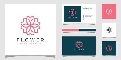Creative elegant flower with leaf element logo and business card. logo for beauty cosmetics yoga and spa