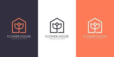 diseño de vector de logotipo de casa de flores