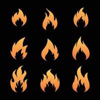 Fire flames, set vector icons