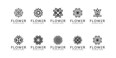 conjunto de plantilla de diseño de vector de logotipo de flor