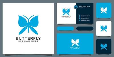 vector de diseño de logotipo de animal de mariposa y tarjeta de visita