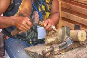 Man working wood photo