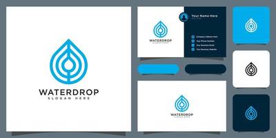 water drop logo design vector and business card