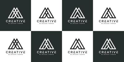set of initials letter M abstract logo vector design
