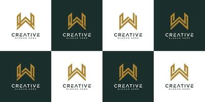set of initials letter W abstract logo vector design