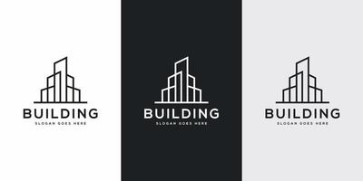 logotipo de construcción con estilo de arte lineal. resumen de construcción de la ciudad para la inspiración del diseño del logotipo vector