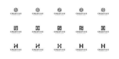 Set of initial H abstract logo vector template