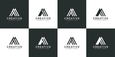 set of initials letter M abstract logo vector design