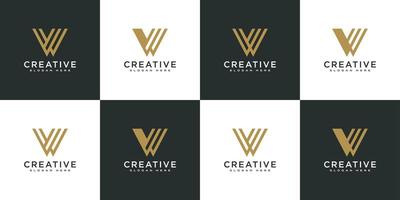 set of initials letter W abstract logo vector design