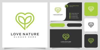 amor naturaleza logo vector diseño y tarjeta de visita