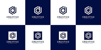 Set of initial letter D abstract logo vector template