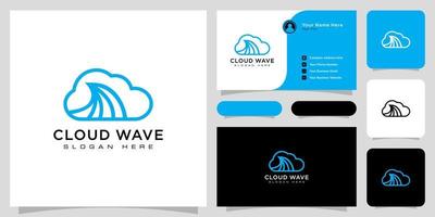 cloud wave logo vector line style and business card