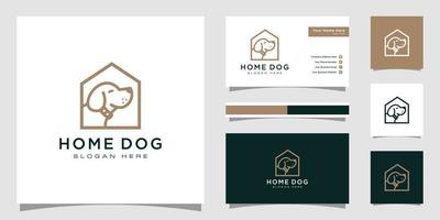 dog house logo with line style and business card vector