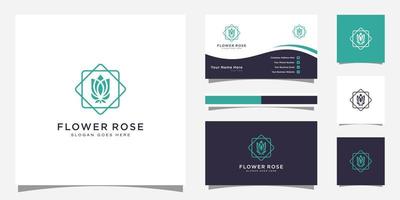 diseño de vector de logotipo de flor de rosa y diseño de tarjeta de visita