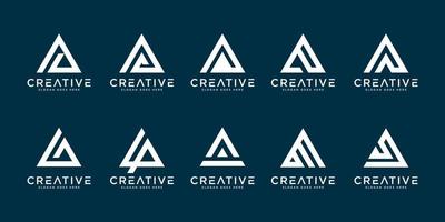 SET OF initial letter A logo vector mono line