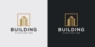 Building logo with line art style. city building abstract for logo design inspiration vector