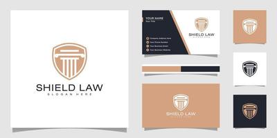 law firm shield logo design vector and business card