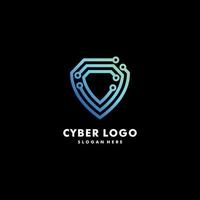 premium de línea vectorial de logotipo cibernético vector
