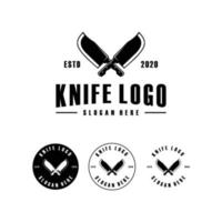 butcher knife logo design emblem vector