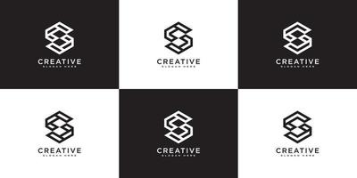 set of Initial letter S hexagon Logo design vector