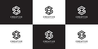 set of Initial letter S hexagon Logo design vector