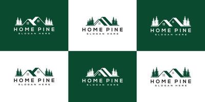 set of home pine tree logo vector design template