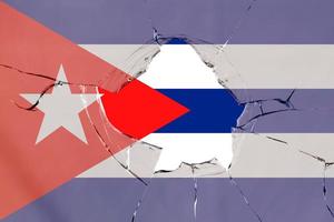 Flag of Cuba on glass photo