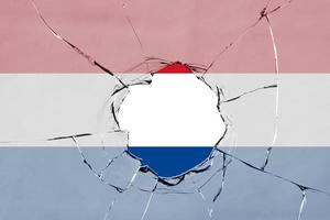 Flag of Netherland on glass photo