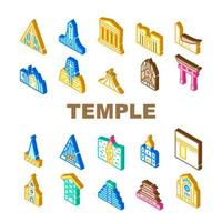 Temple Construction Collection Icons Set Vector color
