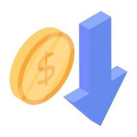 Financial loss icon designed in isometric style vector