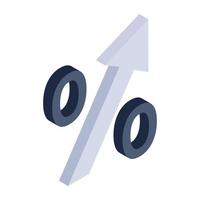 An isometric icon of increasing rate vector