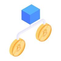 An isometric icon of blockchain network vector