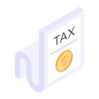 Creatively designed isometric icon of tax report vector